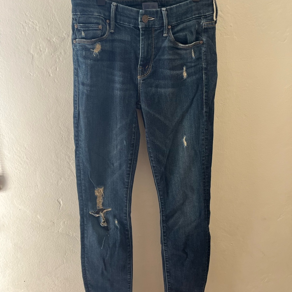 Mother 25 Women's Blue Distressed Jeans